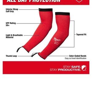 Milwaukee Red Protective Arm Sleeves for Men - Pair